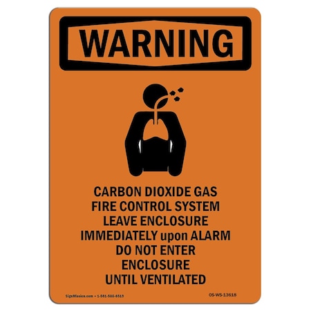 Signmission Safety Sign, OSHA WARNING, 5" Height, Carbon Dioxide, Portrait OS-WS-D-35-V-13618
